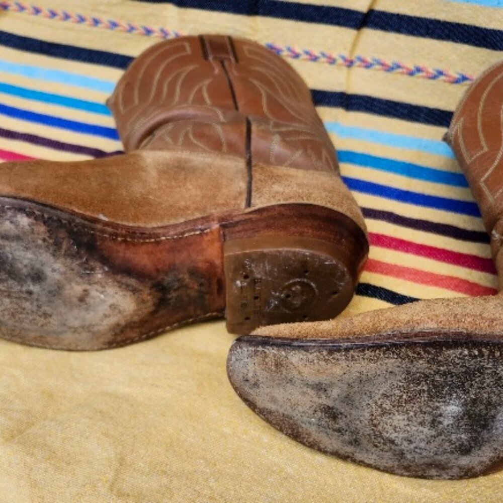 Mens Justin Suede Cowboy Boots Vintage  11B - Picture 6 of 6